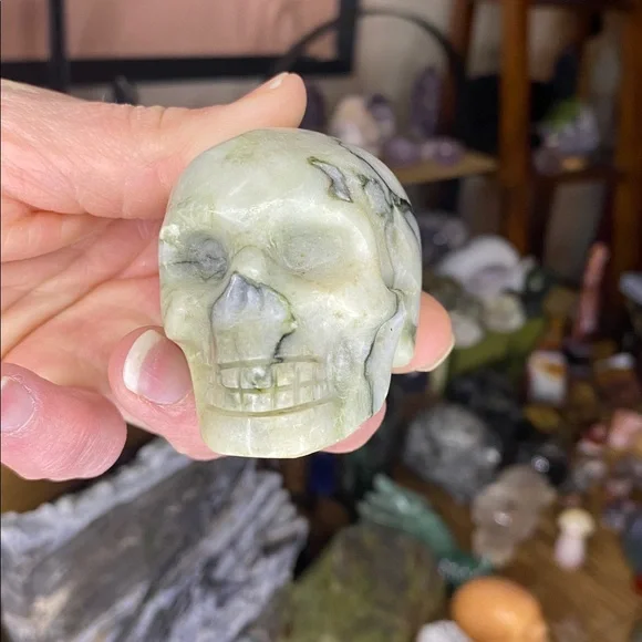 Unique Black Lace Serpentine Skull Carving - Picture 1 of 7
